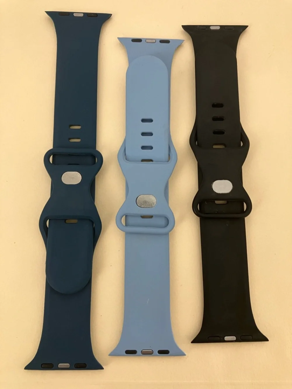 Trio of Apple Watch Silicone Magnetic Wrist Bands in Blue and Black